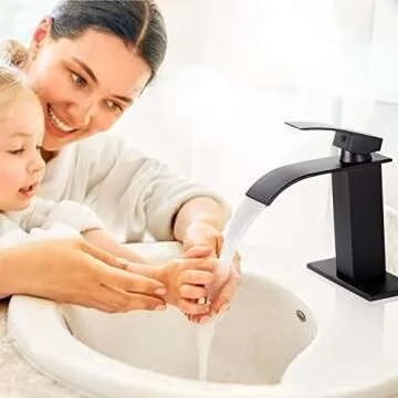 Stylish Qomolangma Black Waterfall Faucet for Bathrooms