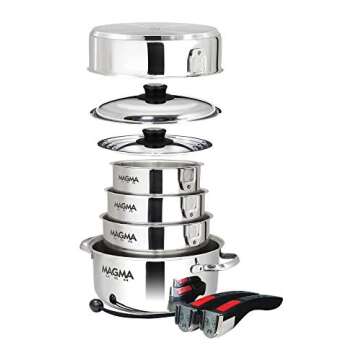 MAGMA Products, A10-360L 10 Piece Gourmet Nesting Stainless Steel Cookware, Gas, Electric or Ceramic Cooktops