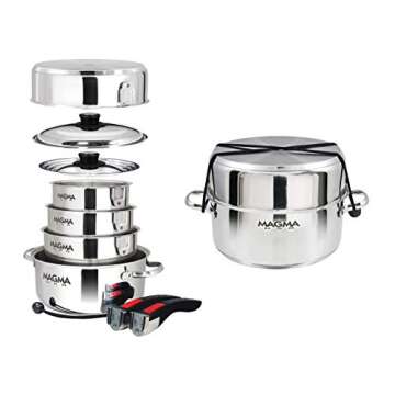 MAGMA Products, A10-360L 10 Piece Gourmet Nesting Stainless Steel Cookware, Gas, Electric or Ceramic Cooktops