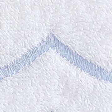 Peri Home 100% Cotton Hand Towel for Bathroom, Embroidered, Soft & Absorbent, 500 GSM, 1 Piece, 16" x 27", White with Blue Scallop