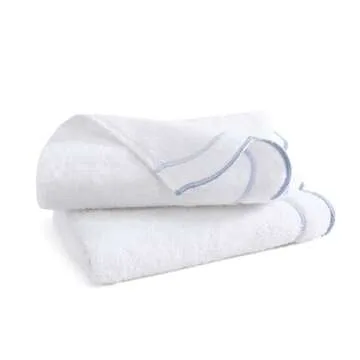 Peri Home 100% Cotton Hand Towel for Bathroom, Embroidered, Soft & Absorbent, 500 GSM, 1 Piece, 16" x 27", White with Blue Scallop