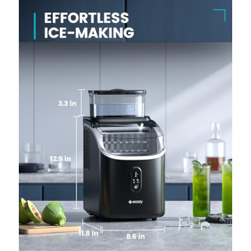Ecozy Portable Ice Maker - 33lbs Daily Output & Self-Cleaning