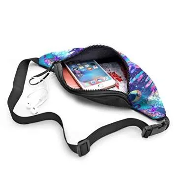 Magic Mushrooms Psychedelic Casual Fanny Waist Pack For Men Women Adjustable Belt Waist Bag For Traveling Hiking Cycling Running Festival Rave