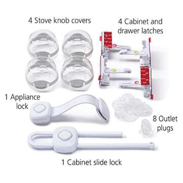 Safety 1st Room Solutions: No-Tools Baby Proof Kitchen Safety Kit - Includes Plug Protectors, Stove ...