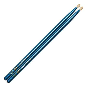 Vater Percussion Color Wrap 5A Drumsticks, Blue Sparkle, Wood Tip