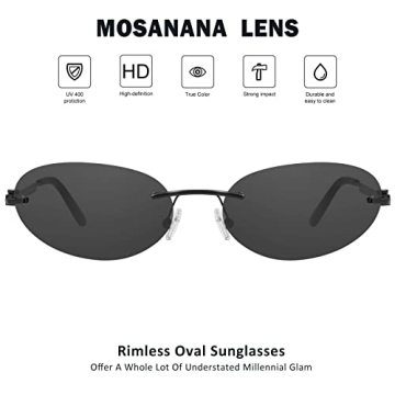 Mosanana Y2k Oval Sunglasses UV400 Protection Stylish