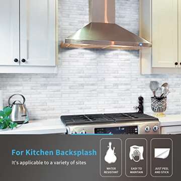 Art3d 10-Sheet Premium Stick On Kitchen Backsplash Tiles, 12"x12" Peel and Stick Self Adhesive Wall ...
