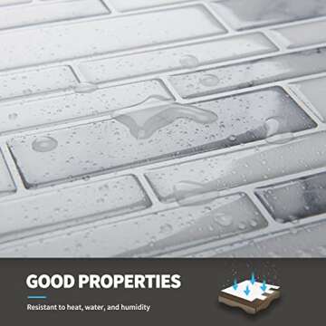 Art3d 10-Sheet Premium Stick On Kitchen Backsplash Tiles, 12"x12" Peel and Stick Self Adhesive Wall Tiles, White Marble Design