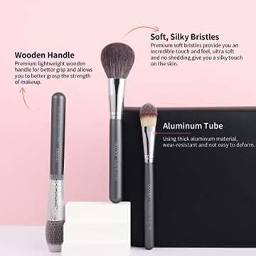 Docolor Professional Makeup Brush Set 29Pcs Makeup Brushes Valentines Day Gifts Premium Goat Synthetic Fiber Foundation Face Powder Blush Concealer Eyeshadows Make Up Brushes with PU Leather Case