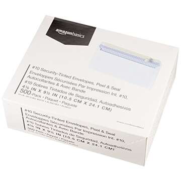 Amazon Basics #10 Security-Tinted Self-Seal Business Letter Envelopes, Peel & Seal Closure - 500-Pack, White