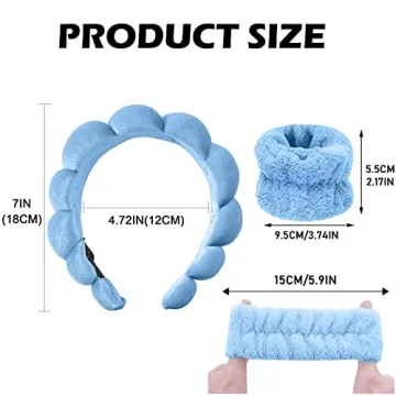 CHNLML Women Spa Headband & Wristband Set for Beauty