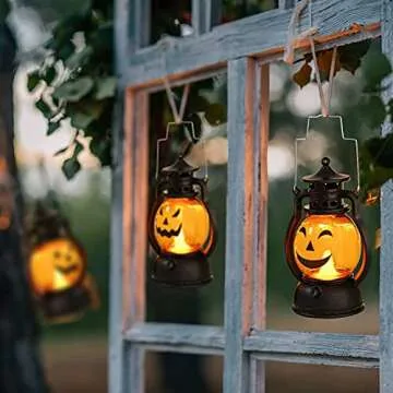 Children's Handheld Pumpkin Light Up Lantern Kids Led Lights Battery Operated Halloween Decor Pumpkin Light Indoor Outdoor Decoration Ornaments Horror Funny Expression (3-Pack)