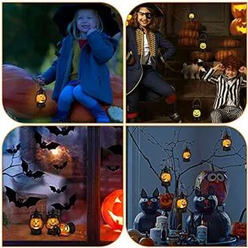 Children's Handheld Pumpkin Light Up Lantern Kids Led Lights Battery Operated Halloween Decor Pumpkin Light Indoor Outdoor Decoration Ornaments Horror Funny Expression (3-Pack)