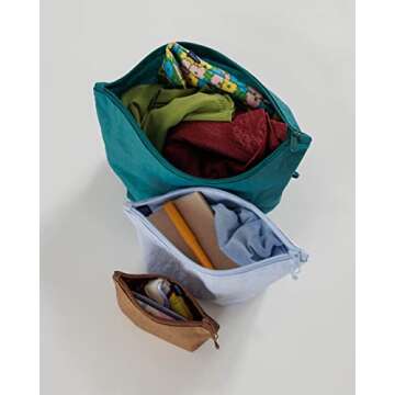 BAGGU Go Pouch Set, Expandable Nylon Zip Pouch 3 Pack for Travel and Organization
