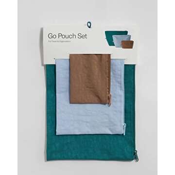BAGGU Go Pouch Set, Expandable Nylon Zip Pouch 3 Pack for Travel and Organization
