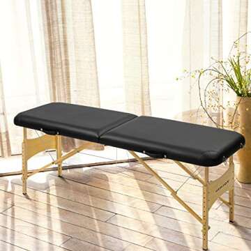 Uenjoy Massage Bed 72'' Professional Folding Massage Table 2 Fold, Basic & Portable, Black