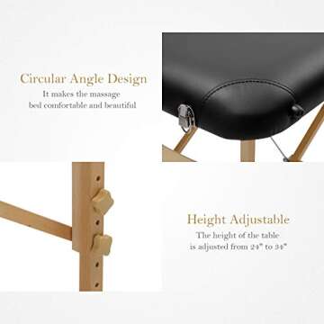 Uenjoy Massage Bed 72'' Professional Folding Massage Table 2 Fold, Basic & Portable, Black