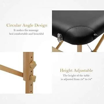 Uenjoy Massage Bed 72'' Professional Folding Massage Table 2 Fold, Basic & Portable, Black