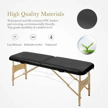 Uenjoy Massage Bed 72'' Professional Folding Massage Table 2 Fold, Basic & Portable, Black