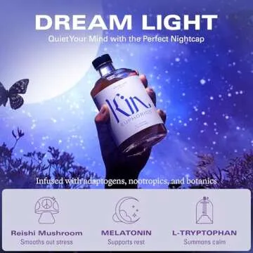 Kin Euphorics Dream Light Non-Alcoholic Soothing Serenity | Adaptogens & Botanicals for Restful Sleep | Reishi Mushroom, L-Theanine, Melatonin | Earthy Oak, Smoky Clove, Spicy Cinnamon | 16.9 fl oz