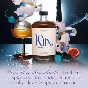 Kin Euphorics Dream Light Non-Alcoholic Soothing Serenity | Adaptogens & Botanicals for Restful Sleep | Reishi Mushroom, L-Theanine, Melatonin | Earthy Oak, Smoky Clove, Spicy Cinnamon | 16.9 fl oz