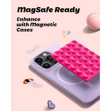 amBand Magnetic Suction Phone Mount for MagSafe Case, Silicone Sticky Grip Secure Holder for iPhone,...