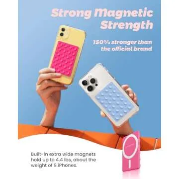 amBand Magnetic Suction Phone Mount for MagSafe Case, Silicone Sticky Grip Secure Holder for iPhone, Hands-Free Taking Photo/Recording Video/Live Streaming for Instagram Influencer/Creator, Hot Pink