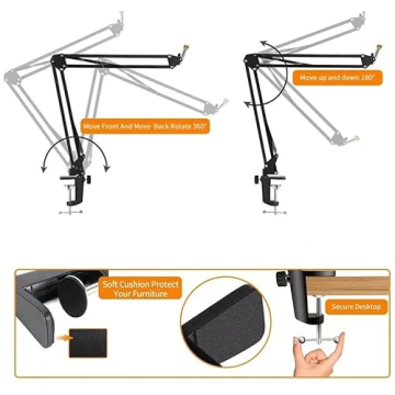 Adjustable SM7B & MV7 Boom Arm - Heavy Duty Mic Stand