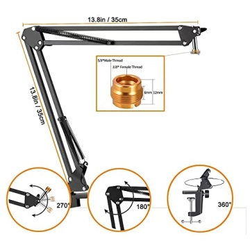 Adjustable SM7B & MV7 Boom Arm - Heavy Duty Mic Stand