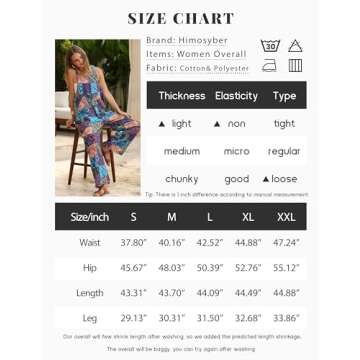 Himosyber Women's Patchwork Dual Pocket Jumpsuit Loose Floral Print Bohemian Wide Leg Bib Overall (#1Blue, L)