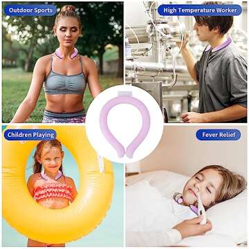 Neck Cooler for Summer, Wearable Body Cooling Tube for Heat and Hot Weather, Neck Gel Ice Pack for Outdoor Workers, Sports, Relief from Hot Flashes Or Fever, Reusable Wraps Neck Cooler(Pink-Purple)