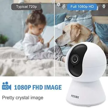 Peteme Baby Monitor, 1080P WiFi Baby Monitor with Camera and Audio 2-Way Audio with Night Vision Cloud Service Available Security Camera Compatible with iOS/Android