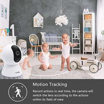 Peteme Baby Monitor, 1080P WiFi Baby Monitor with Camera and Audio 2-Way Audio with Night Vision Cloud Service Available Security Camera Compatible with iOS/Android