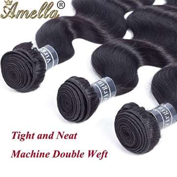 Amella 100% Brazilian Virgin Hair 3 Bundles 18 20 22