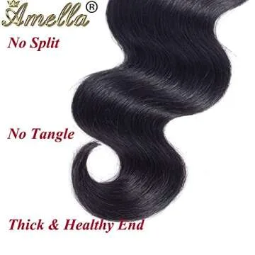 Amella 100% Brazilian Virgin Hair 3 Bundles 18 20 22