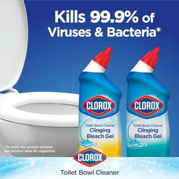 Clorox Toilet Bowl Cleaner, Clinging Bleach Gel, Ocean Mist - 24 Ounces (Package May Vary)