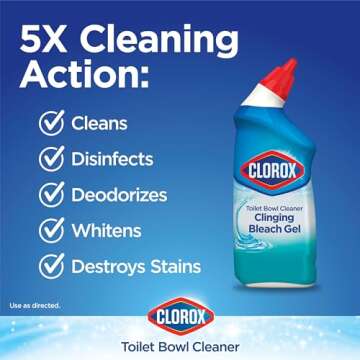 Clorox Toilet Bowl Cleaner, Clinging Bleach Gel, Ocean Mist - 24 Ounces (Package May Vary)