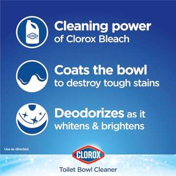 Clorox Toilet Bowl Cleaner, Clinging Bleach Gel, Ocean Mist - 24 Ounces (Package May Vary)