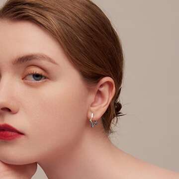 BISAER 925 Sterling Silver Star Hoop Earrings for Teen Girls Small Sleeper Tragus Hoop Earrings for Women Cartilage Jewelry Gifts