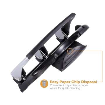 Bostitch Office EZ Squeeze Heavy Duty 3 Hole Punch, 40-Sheet Capacity, Use Less Force, Perfect for Home Office School Supplies, Sleek Design, Silver