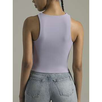 Colorfulkoala Women's Tank Tops Body Contour Sleeveless Crop Double Lined Yoga Shirts(S, Lilac)