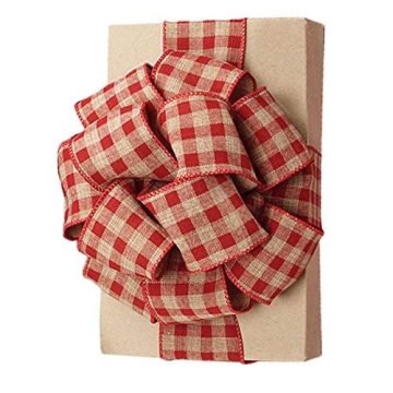 Red Gingham Wired Ribbon 2.5" x 10 Yards for Crafts