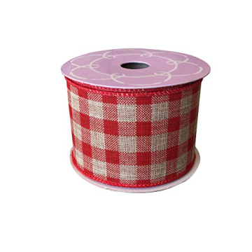 Red Gingham Wired Ribbon 2.5" x 10 Yards for Crafts