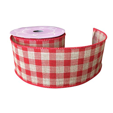Red Gingham Wired Ribbon 2.5" x 10 Yards for Crafts