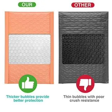Metronic 50Pcs Poly Bubble Mailers, 4X8 Inch Padded Envelopes Bulk #000, Bubble Lined Wrap Polymailer Bags for Shipping/ Packaging/ Mailing Self Seal -Peach
