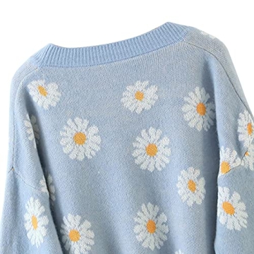 Floral Print Y2K Knit Cardigan Sweater for Women