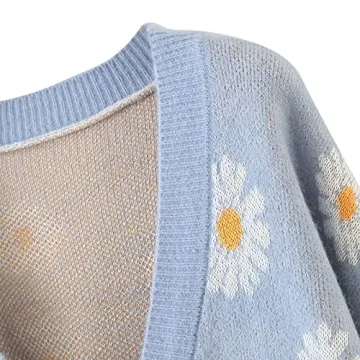 Floral Print Y2K Knit Cardigan Sweater for Women