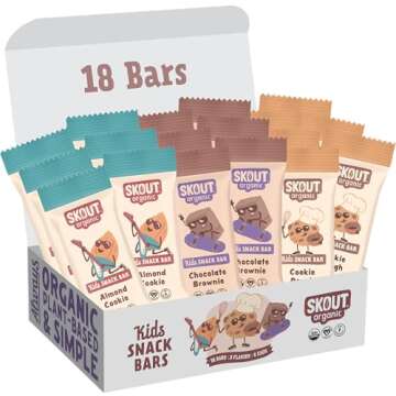 Skout Organic Dessert Inspired Kids Snack Bar Variety Pack (18 Pack) | Organic Kids Snack Bars | Sch...