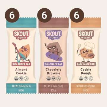 Skout Organic Dessert Inspired Kids Snack Bar Variety Pack (18 Pack) | Organic Kids Snack Bars | School Snacks & Lunch Snacks | Vegan & Paleo | Gluten, Dairy, Grain Free…