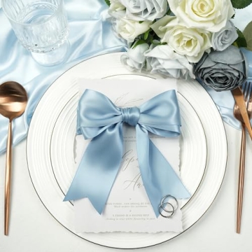 Elegant Dusty Blue Satin Ribbon for Crafting & Gifts